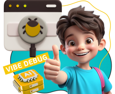 Тестирование & Vibe Debug. Охотники за багами - КИБЕРшкола программирования для детей, компьютерные курсы для школьников, начинающих и подростков - KIBERone г. Москва